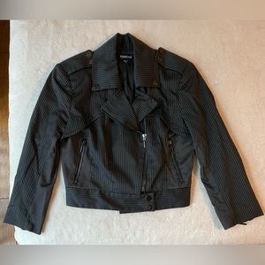 Bebe Black with White Stripe Moto Jacket